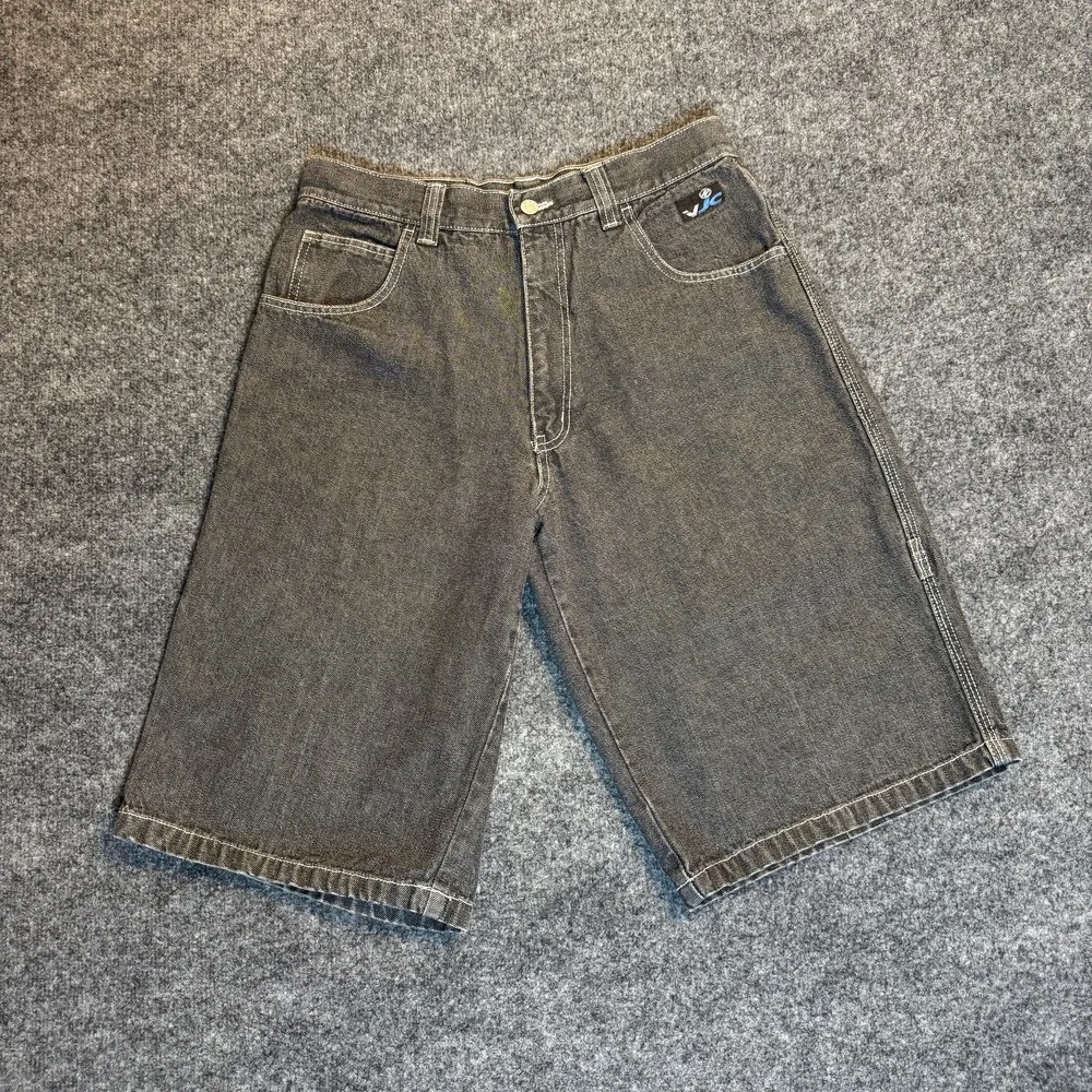 VJC Skater Y2K  Mens Black Denim Carpenter Shorts Baggy Skater Jorts Sz 32